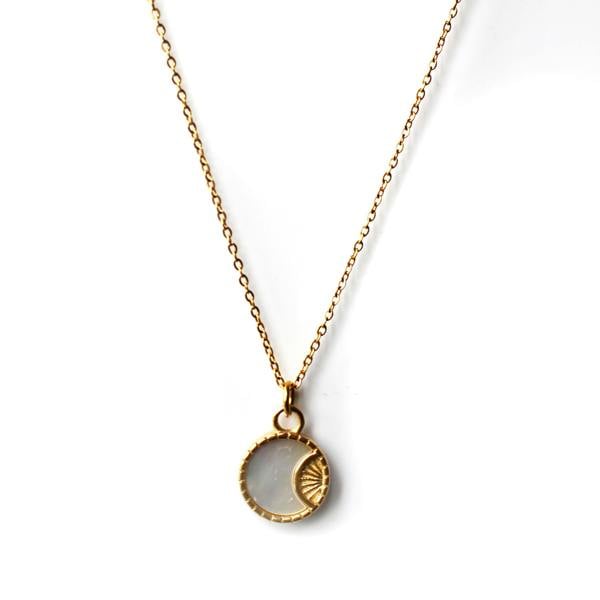 Luxe Tones Neva Luxe 18k Gold Plated Reversible Celestial Pendant Necklace
