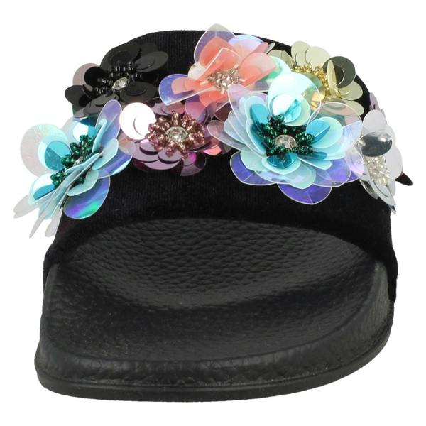 Savannah Ladies Savannah Sequin Flower Slider Mules