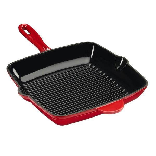 Cook Professional Cast Iron Frying Pan & Skillet 2 Piece Set | Red