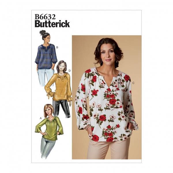 Butterick Sewing Pattern 6632, Tops for Women, A5 (6-8-10-12-14) - Easy