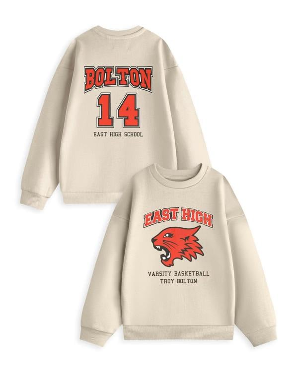 High School Musical Womens Beige Varsity basketball sweat Sweatshirt