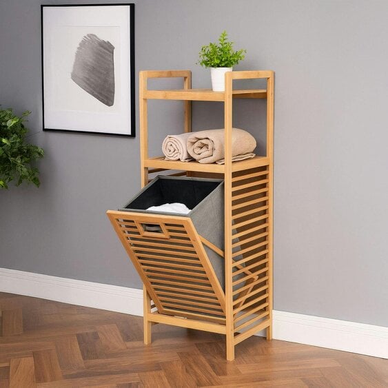 Neo Direct Neo Bamboo Tilt Out Laundry Hamper with 2 Tier Shelves
