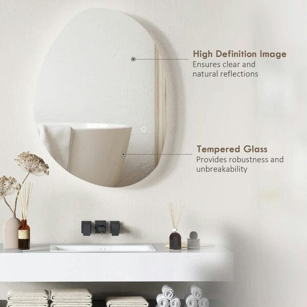 Bobobiy 70x50cm Bathroom Mirror with LED Lights, 3 Colours Dimmable, Anti-Fog, Memory & Touch Switch, IP44