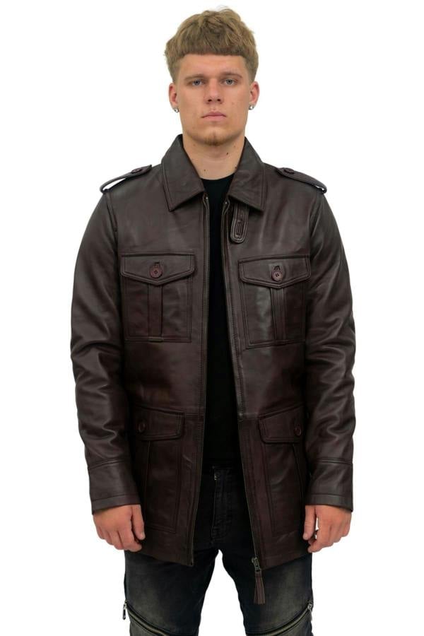 Infinity Leather Mens Leather Parka Safari Coat-Mesa Verde