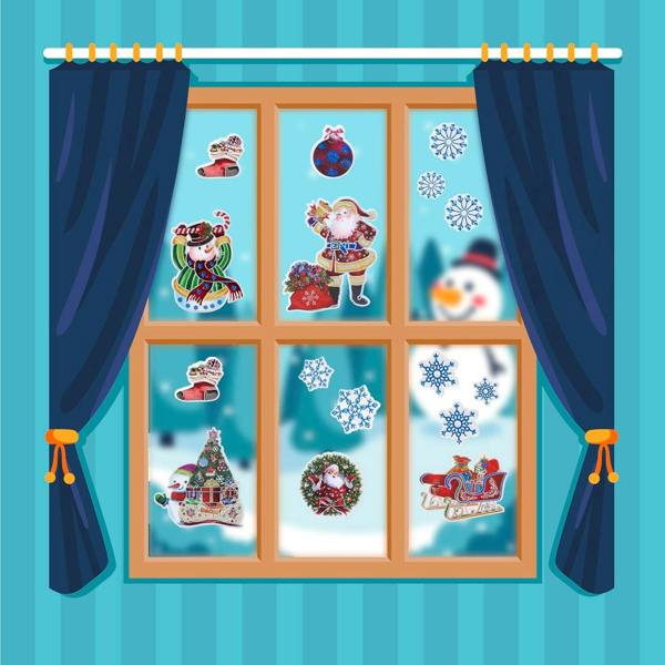 4 Pack 3D Christmas Window Stickers Assorted PVC Clings for Glass and Smooth Surfaces image 4