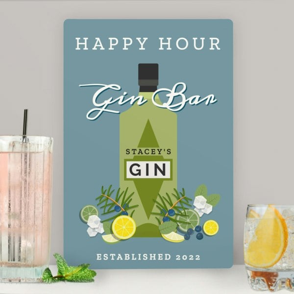 Personalised Memento Company Personalised Gin Bar Metal Sign