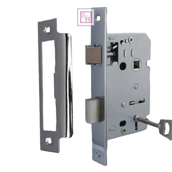 EDH Door Hardware Cadenza Victorian Scroll Door Handles Polished Chrome – Lever Latch, Bathroom Lock & 3 Lever Lock Sets