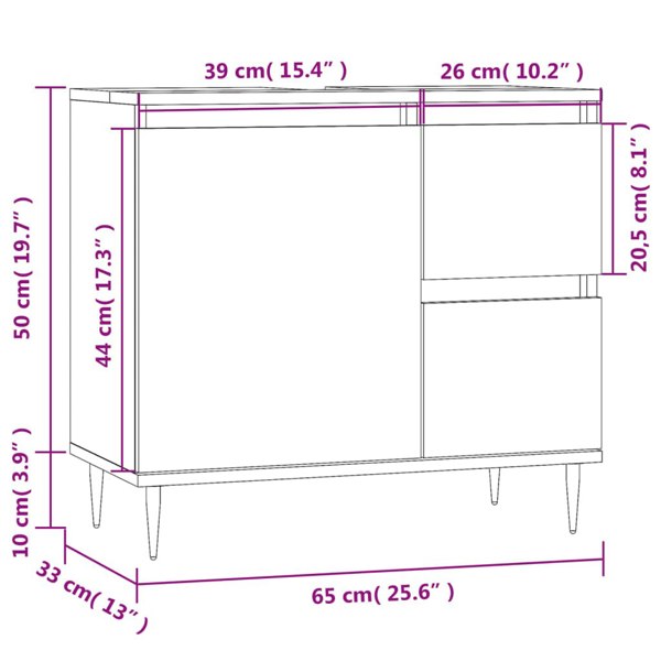 Berkfield Bathroom Cabinet Grey Sonoma 65x33x60 cm Engineered Wood