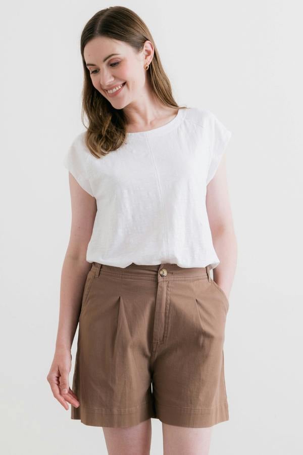 Lily & Me Merrick Stretch Twill Tailored Shorts Mocha