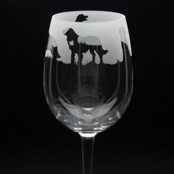 Glyptic Glass Art Golden Retriever Dog Crystal Wine Glass - Hand Etched/Engraved Gift