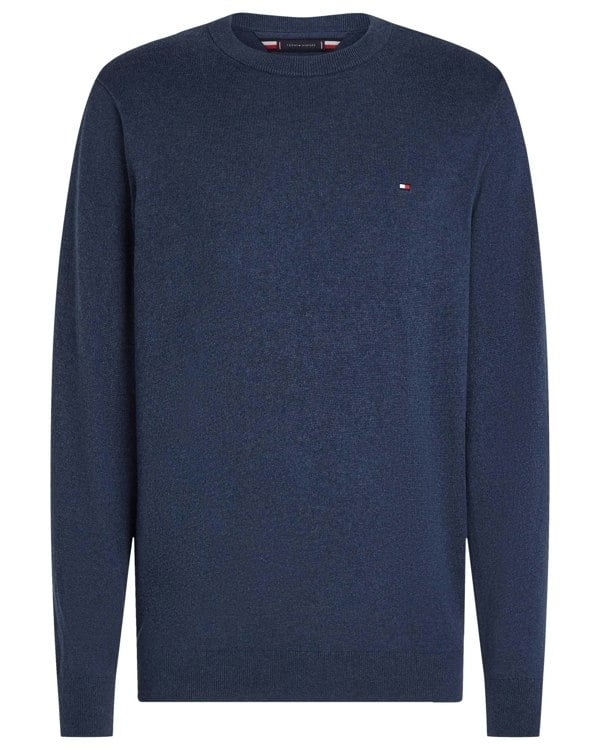 Tommy Hilfiger Organic Cotton Cashmere Mens Crew Sweater - Aegean Sea Heather