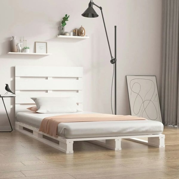 Berkfield Bed Frame White 75x190 cm Solid Wood Pine Small Single