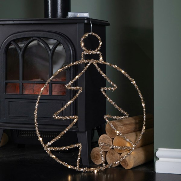 Samuel Alexander 49cm Battery Powered Light up Gold Christmas Tree Ball with Twinkling LEDs