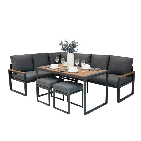 Jardi Aluminium Corner Sofa Set - Wood Effect
