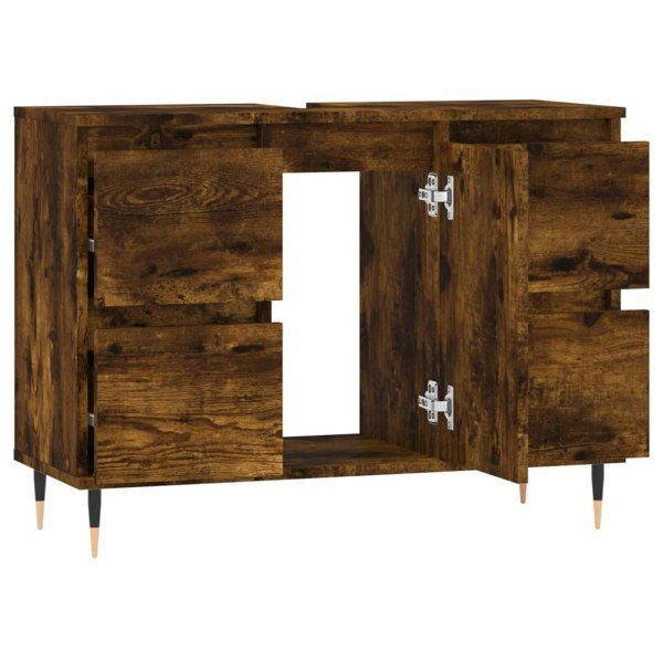 Berkfield Bathroom Cabinet Smoked Oak 80x33x60 cm Engineered Wood