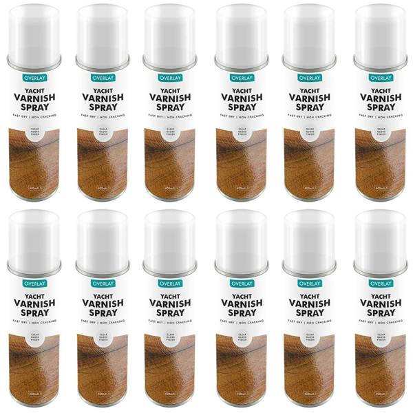 Overlay 12X Overlay Clear Gloss Yacht Varnish Professional Spray Paint 400ml