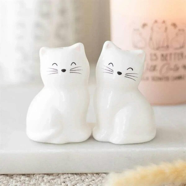 Bobobiy White Cat Shaped Salt and Pepper Shakers