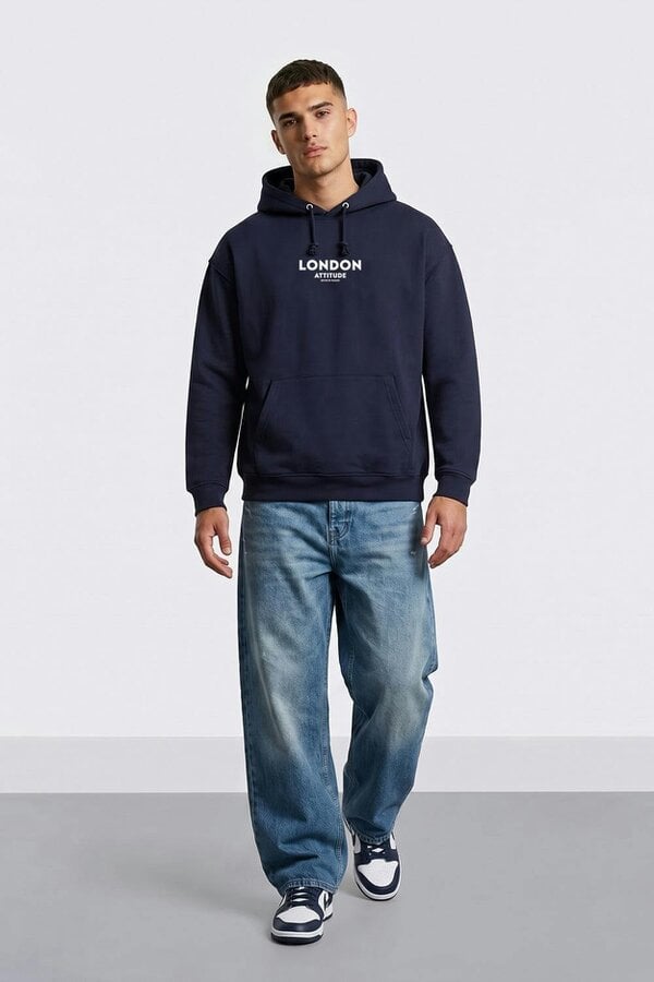 London Attitude Relaxed Fit Dragon Graphic Hoodie