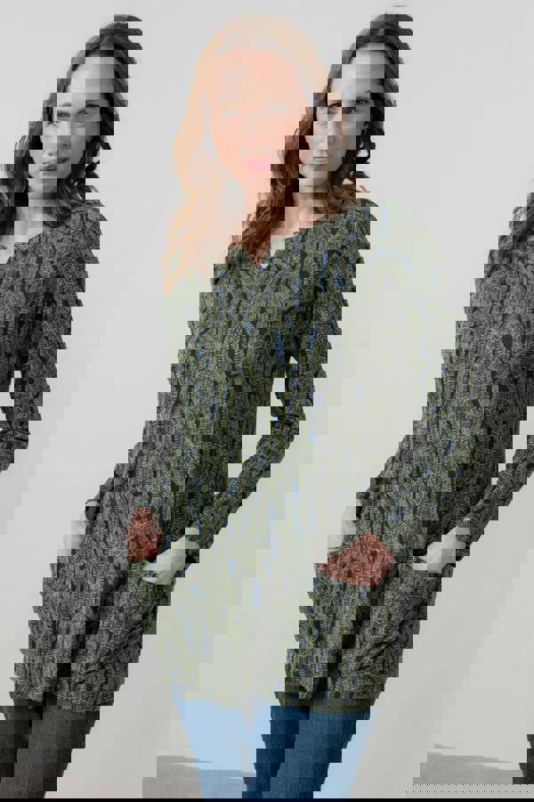 Lily & Me Maple Printed Cotton Jersey Tunic Navy