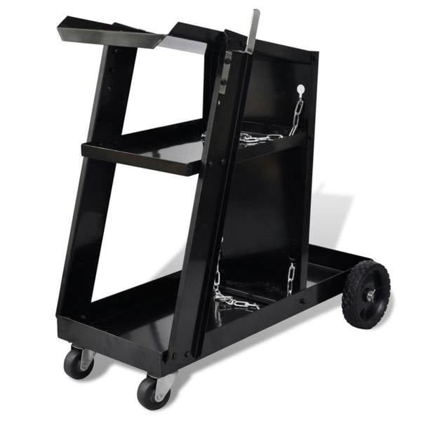 Berkfield Home Welding Cart Black Trolley with 3 Shelves Workshop Organiser