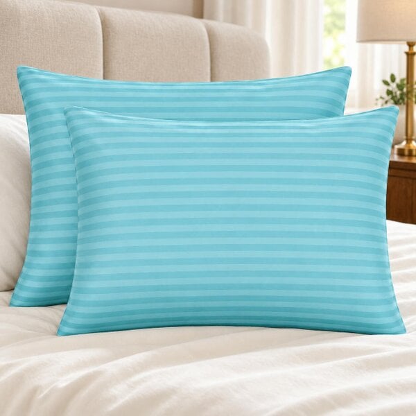Night Zone 250 Thread Count Stripe Pillowcase Pair – 100% Cotton Hotel Quality Bed Linen