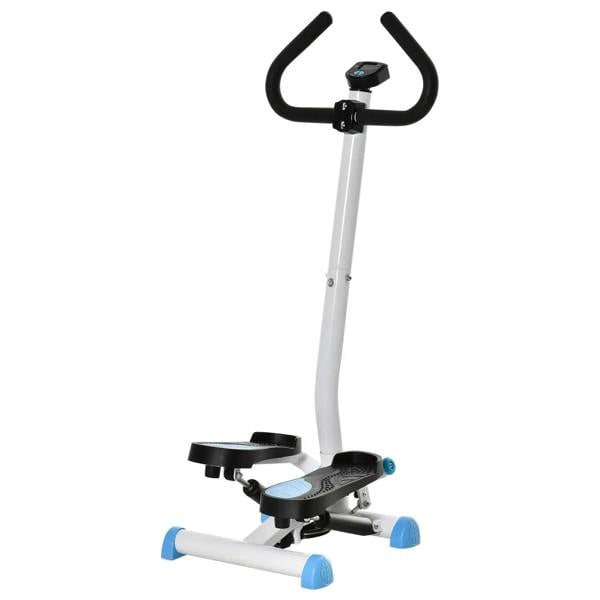 Blue twister stepper with LCD monitor and adjustable resistance, dual handles
