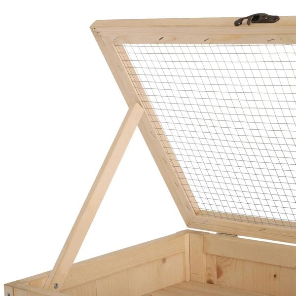 Natural wood top panel with mesh wire and latch for a 4-tier hamster cage
