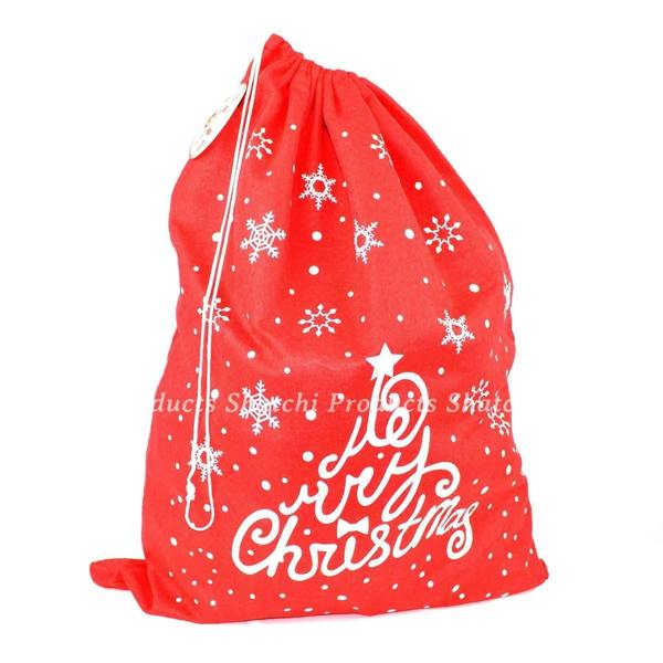 6cm Large Felt Santa Sack with Merry Christmas Print, 5 Pack for Gifts and Presents image 1
