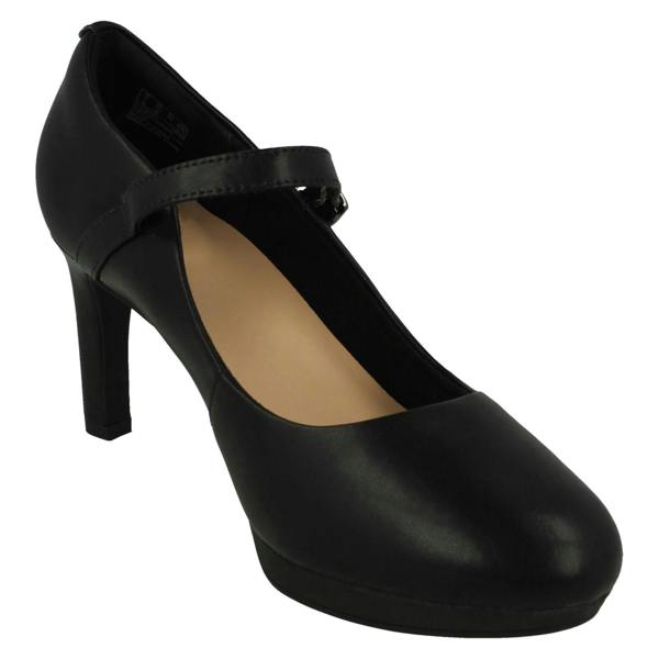 Clarks Ladies Clarks Platform Heeled Mary Jane Style Court Shoes Ambyr Shine