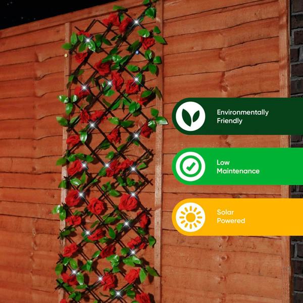 Gardenwize Solar Garden Trellis – Red Flower Trellis with LED Lights