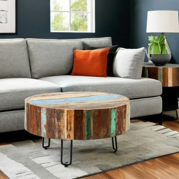IH Design Dahila Reclaimed Boat Drum Coffee Table