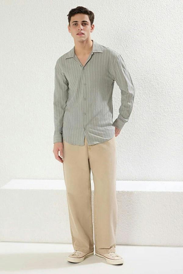 WOVCOR Regular Fit Off-Shoulder Textured Men’s Shirt