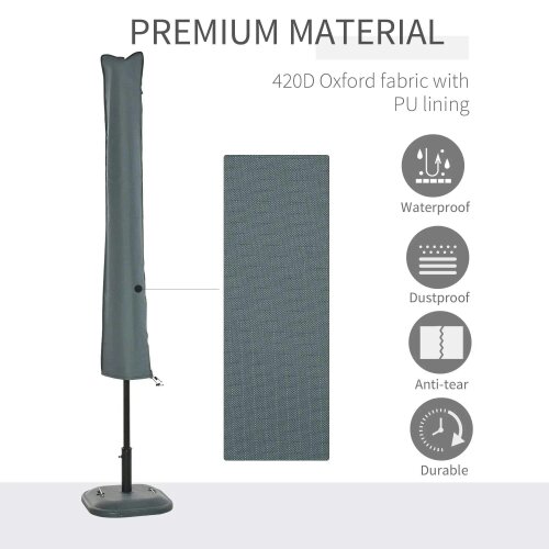 Bobobiy Parasol Cover, Cantilever Umbrella Cover, Banana Umbrella Cover with Zipper for Outdoor Garden, Patio, Grey