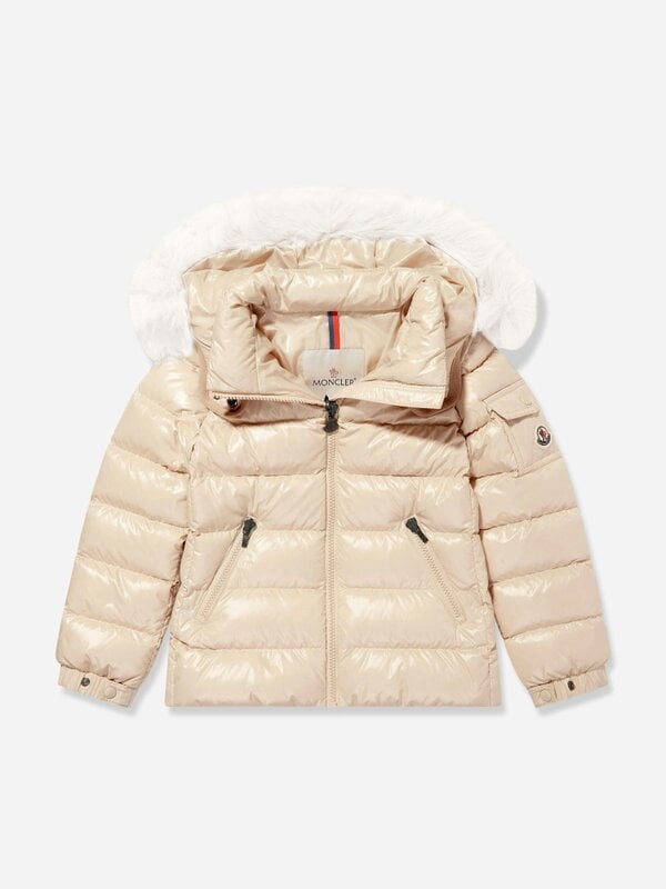 Moncler Enfant Girls Down Padded Badyf Jacket in Beige