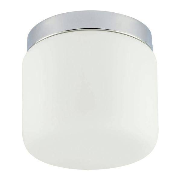 Modern Bathroom LED Ceiling Light in Polished Chrome with Glass Shade Image 1