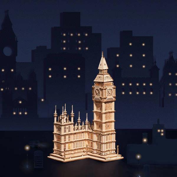 Dyzi 228 Piece Big Ben 3D Wooden Puzzle With Light
