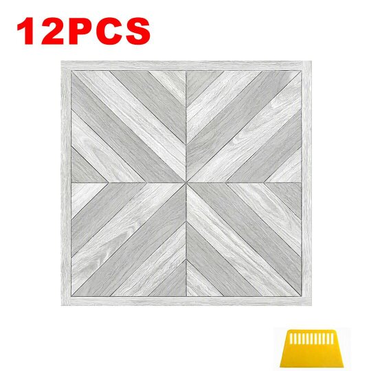Havendro Vinyl Floor Tiles Self Adhesive Textured Grip Flooring DIY Kitchen Bathroom Home -  M  45.72X45.72cm 692styles - grey