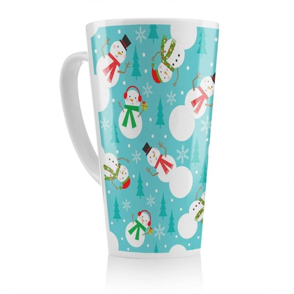 Benjamin Tate Design Snowman Seamless Pattern Design Dining Latte Mug