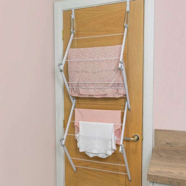 JVL Over Door Concertina Drying Airer - 4.5M, White