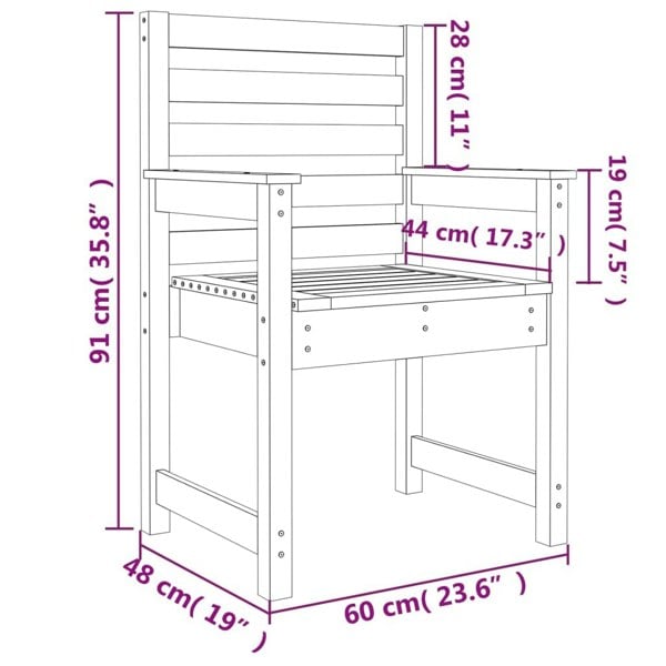 Berkfield Garden Chairs 2 pcs White 60x48x91 cm Solid Wood Pine