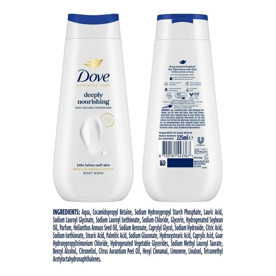 Dove Advanced Care Deeply Nourishing Body Wash 24H Renewing Micromoisture, 225ml