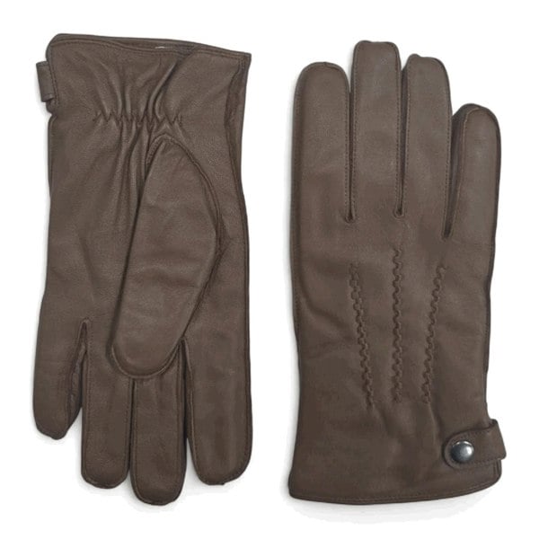Infinity Leather Men’s Leather Wool Lined Snap Button Closure Winter Gloves