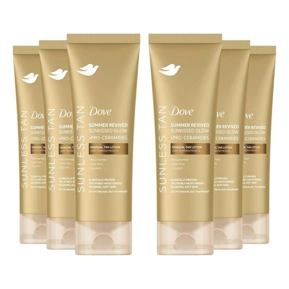 Dove Summer Revived Tanning Lotion 200ml 6 Pack, Light to Medium Sunkissed Glow