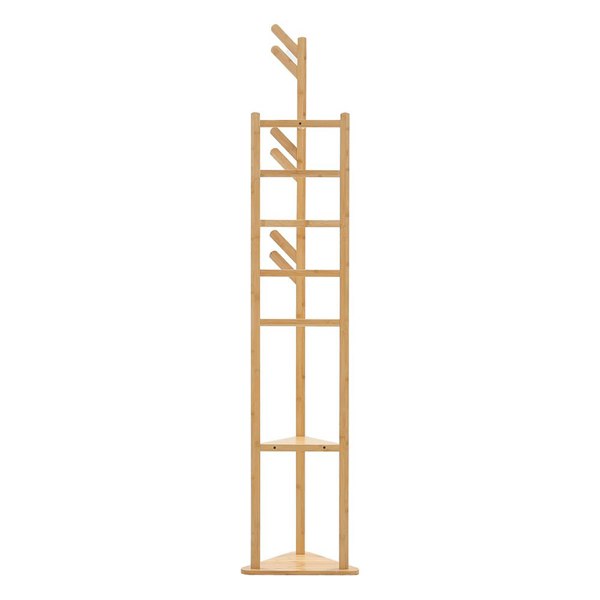 Living and Home Bamboo Clothes Rack Coat Stand Standing Tree for Entryway Bedroom Office Classic Style