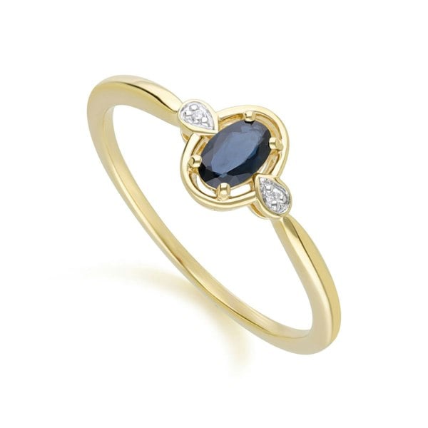 Gemondo Classic Oval Sapphire & Round Diamond Ring In 9ct Yellow Gold