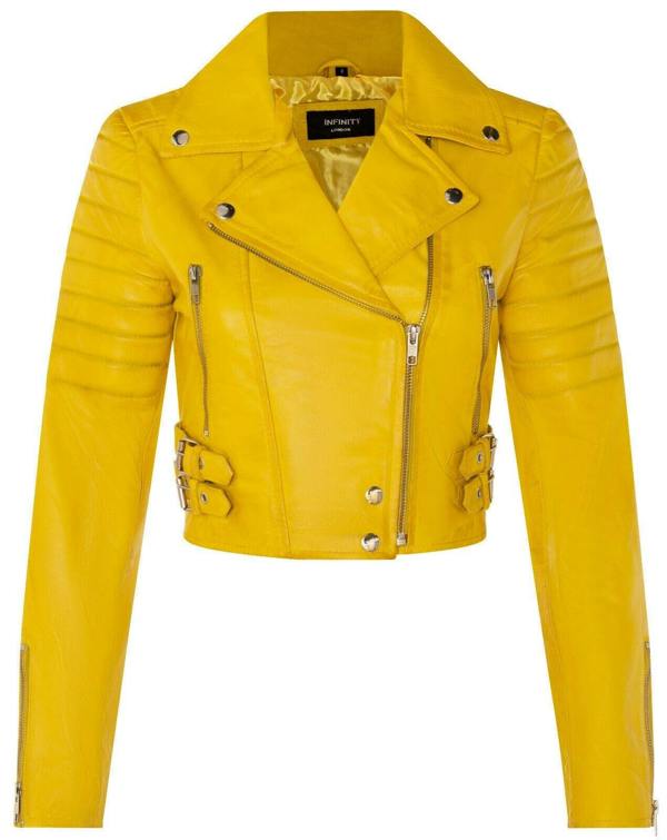 Womens Brando Cropped Leather Jacket-Longtown - Upperclass Fashions 