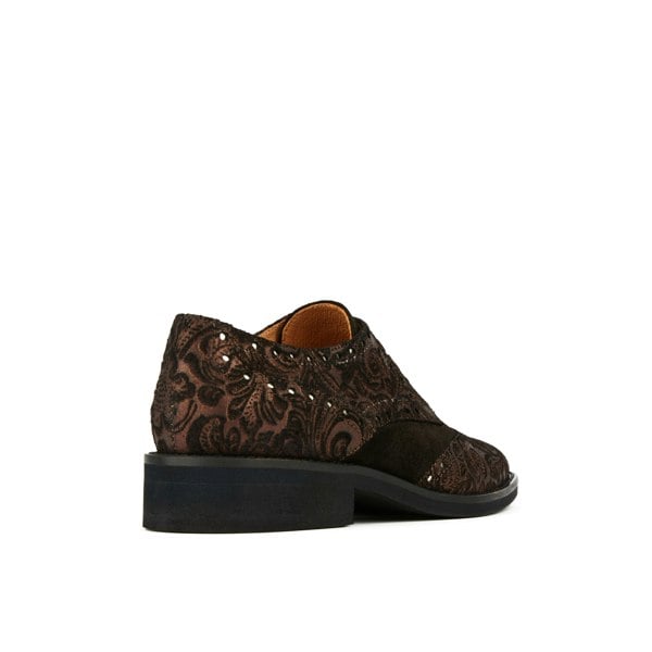Embassy London Eton - Burgundy Emboss - Women's square toe leather lace-up with classic broguing