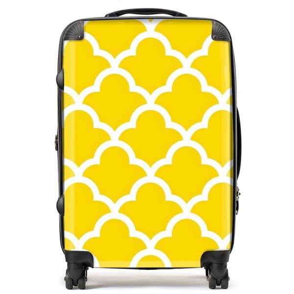 Warren Reed Geometric Yellow Quatrefoil Wave Suitcase