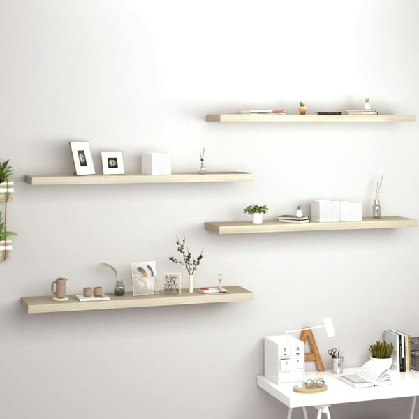 Berkfield Floating Wall Shelves 4 pcs Oak 120x23.5x3.8 cm MDF