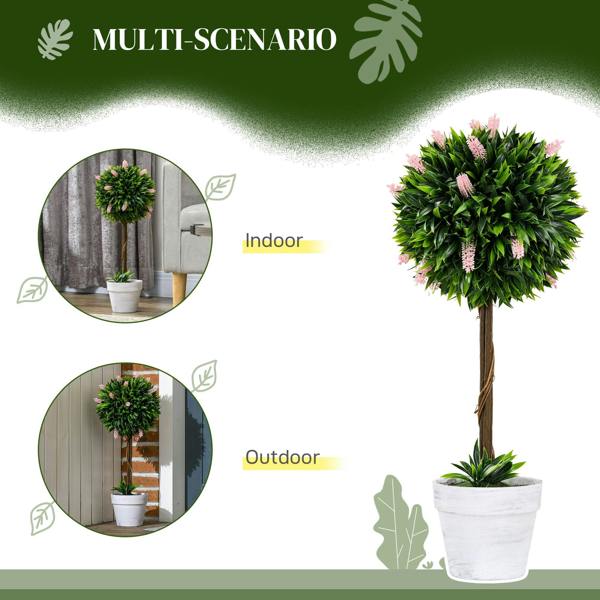 Wyld Haus Yodina Set Of 2 Artificial Flower Ball Trees In Pink With Pots For Indoor And Outdoor Styling 60cm